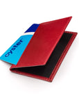 Leather travel card wallet, red, front