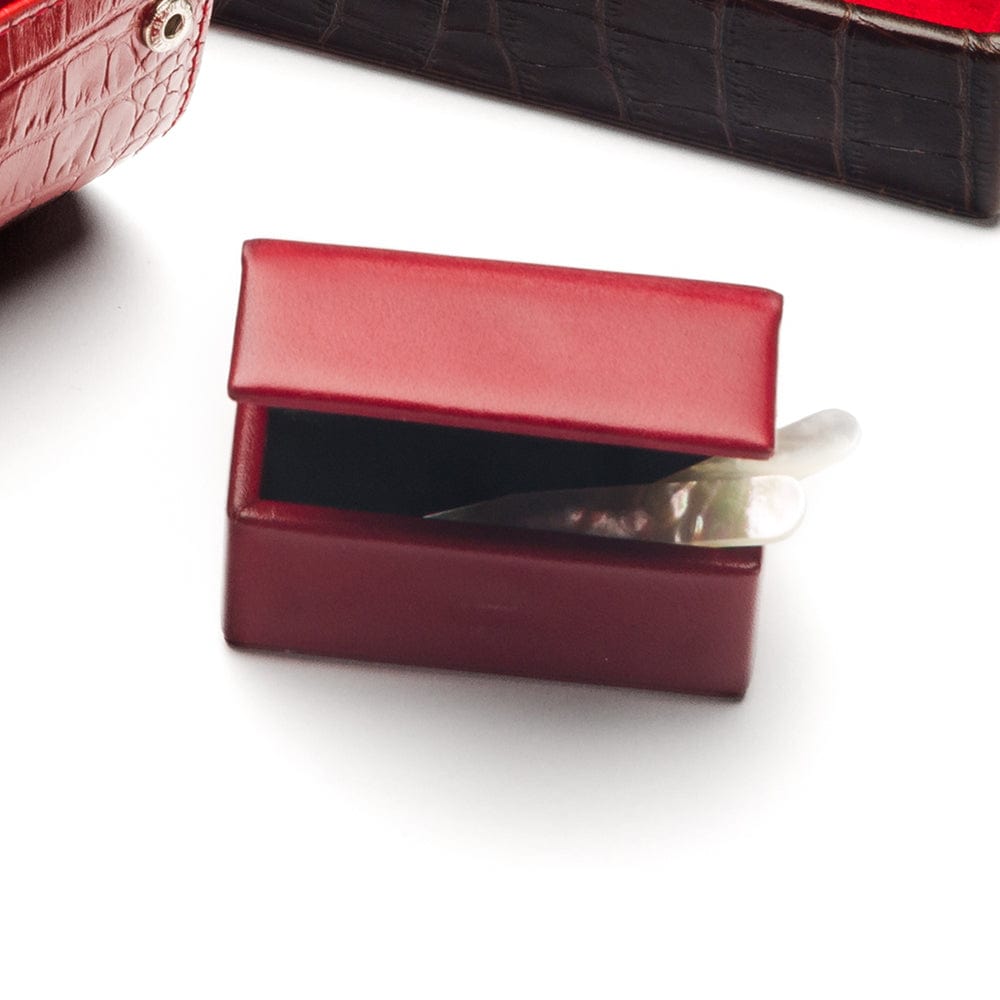 Small leather accessory box, red with black
