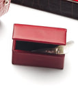 Small leather accessory box, red with black