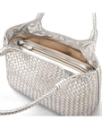 Anya woven leather shoulder bag, silver, inside