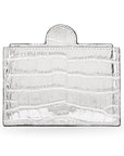 Compact leather mirror, silver croc, back