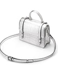 Mini top handle Harmony music bag, silver croc, with detachable strap