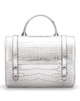 Mini top handle Harmony music bag, silver croc, front view