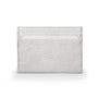 Flat leather credit card wallet 4 CC, silver pebble grain, front