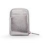 Leather card case with zip, silver, front