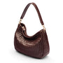 Melissa slouchy leather woven bag with zip closure, burgundy, side