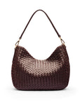 Melissa slouchy leather woven bag with zip closure, burgundy, back