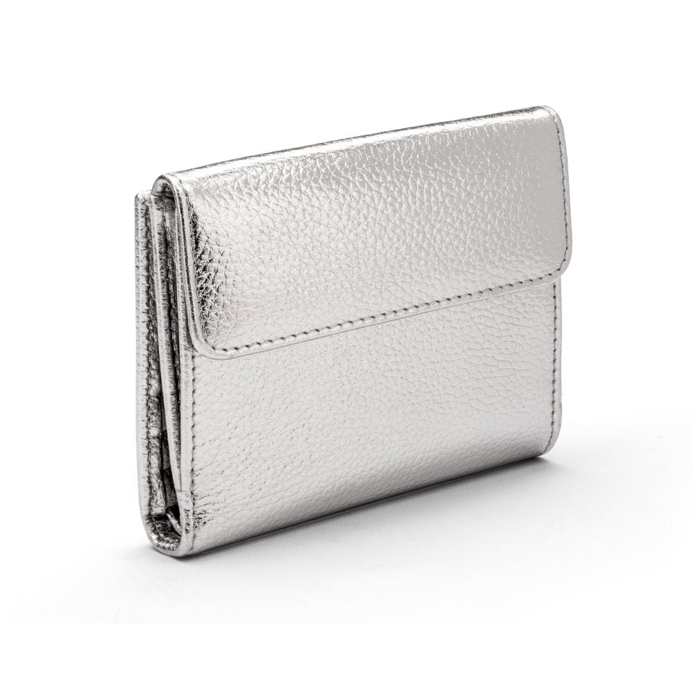 RFID leather purse, silver, coin purse