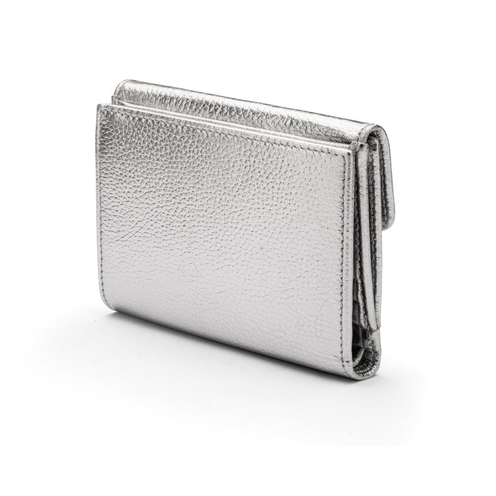 RFID leather purse, silver, front