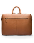 15" slim leather laptop bag, tan, front