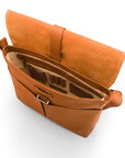 Men's large leather messenger bag, tan pebble grain, inside