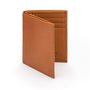 Compact leather wallet with 6 credit card slots and 2 ID windows, tan, front