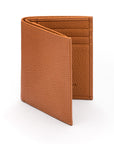 Compact leather wallet with 6 credit card slots and 2 ID windows, tan, front