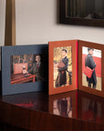 Double leather photo frame, tan, 6 x 4", lifestyle