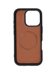 iPhone 16 Pro case in leather with RFID, tan, inside back cover