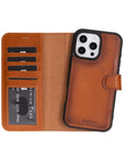 iPhone 16 Pro case in leather with RFID, tan, with detachable cradle