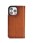 iPhone 16 Pro case in leather with RFID, tan, back