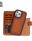 iPhone 16 Pro case in leather with RFID, tan, inside