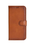 iPhone 16 Pro case in leather with RFID, tan, front