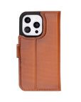 iPhone 16 Pro Max case in leather with RFID, tan, back