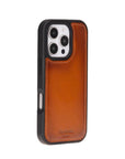 iPhone 16 Pro Max case in leather with RFID, tan, side back cradle