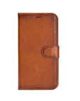 iPhone 16 Pro Max case in leather with RFID, tan, front