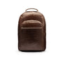 Men's leather 15" laptop backpack, brown croc, front view