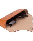 Leather glasses case, tan, inside