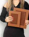 Luxury leather  frame, tan, 2 different sizes