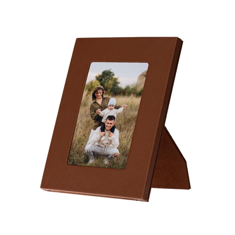Luxury leather  frame, tan, portrait with picture