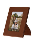 Luxury leather  frame, tan, portrait with picture