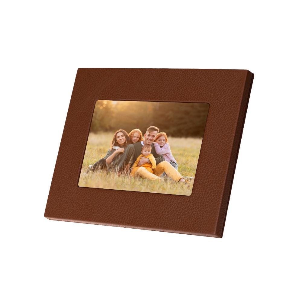 Luxury leather frame, tan, landscape with picture