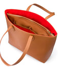 Luxury Leather Tote Bag and Shopper, Tan, open