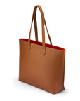 Luxury Leather Tote Bag and Shopper, Tan, side view