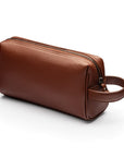 Luxury leather wash bag, tan, back