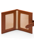 Mini leather passport photo frame, tan 60 x 40mm, inside