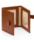 Mini leather trifold photo frame, tan, 60 x 40mm, open