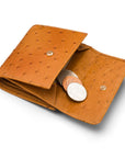 Real ostrich leather coin purse, tan ostrich, coin purse