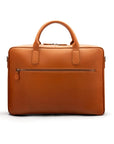 Leather laptop bag, 17 inch, tan pebble grain, back