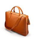 Leather laptop bag, 17 inch, tan pebble grain, side view