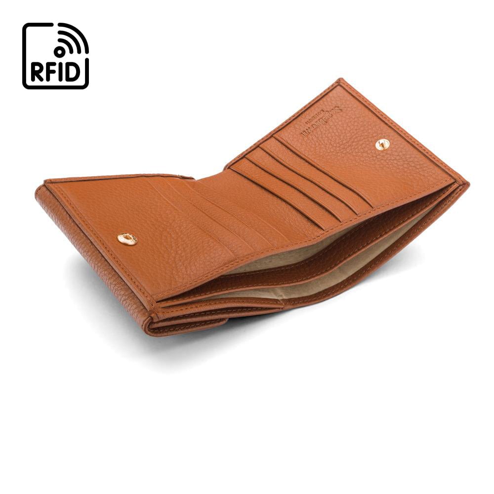 RFID leather purse, tan, inside