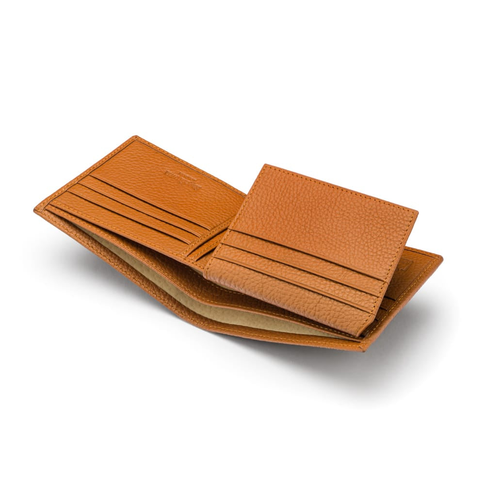 RFID leather wallet with 9 cc, tan, inside view
