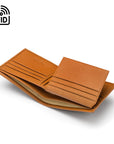 RFID leather wallet with 9 cc, tan, inside