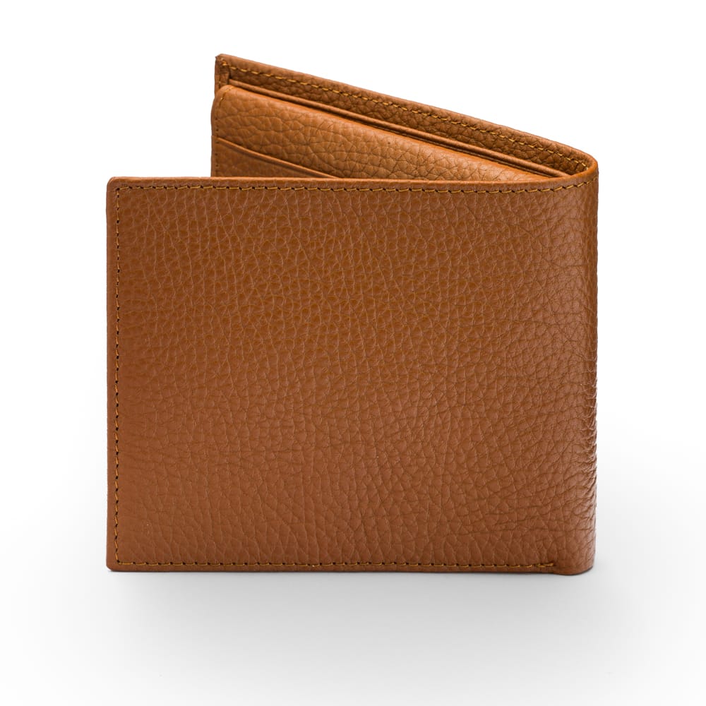 RFID leather wallet with 9 cc, tan, back
