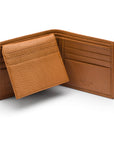 RFID leather wallet with 9 cc, tan, open