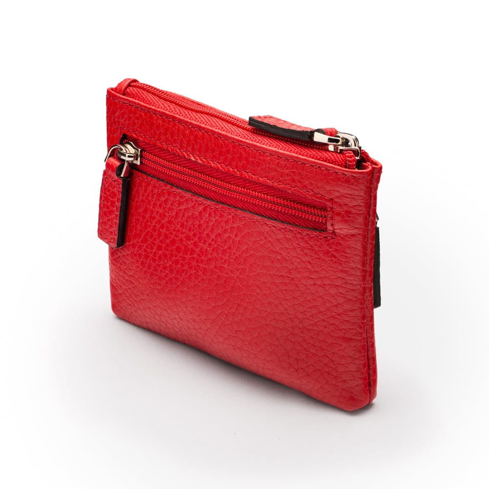 RFID Small Leather Zip Coin Pouch, Red | Coin Purse | SageBrown