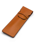 Single leather pen case, tan pebble grain, front