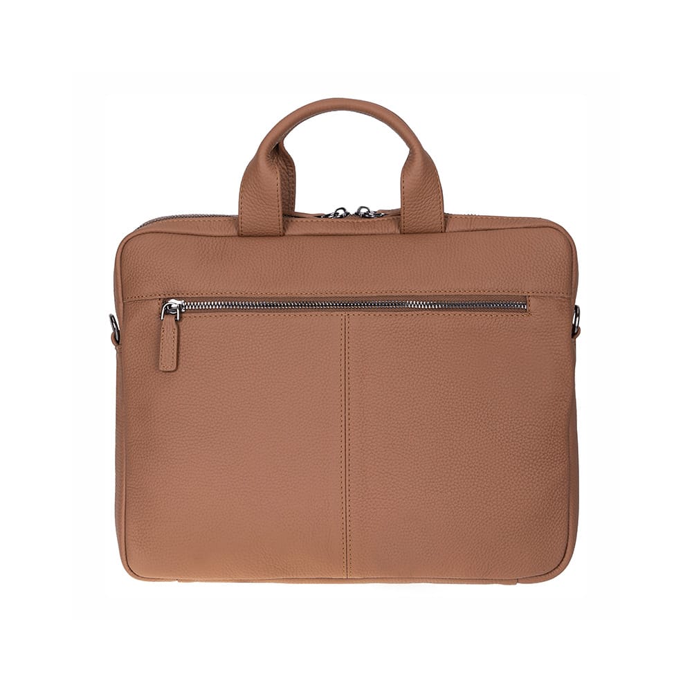 Slim Leather Laptop Bag for 13-inch Laptops, Tan, front