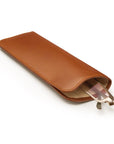 Small leather glasses case, soft tan, inside