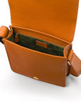 Small leather messenger bag, tan, inside